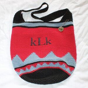 The Sak crochet hand made Hobo Bag white red and blue purse